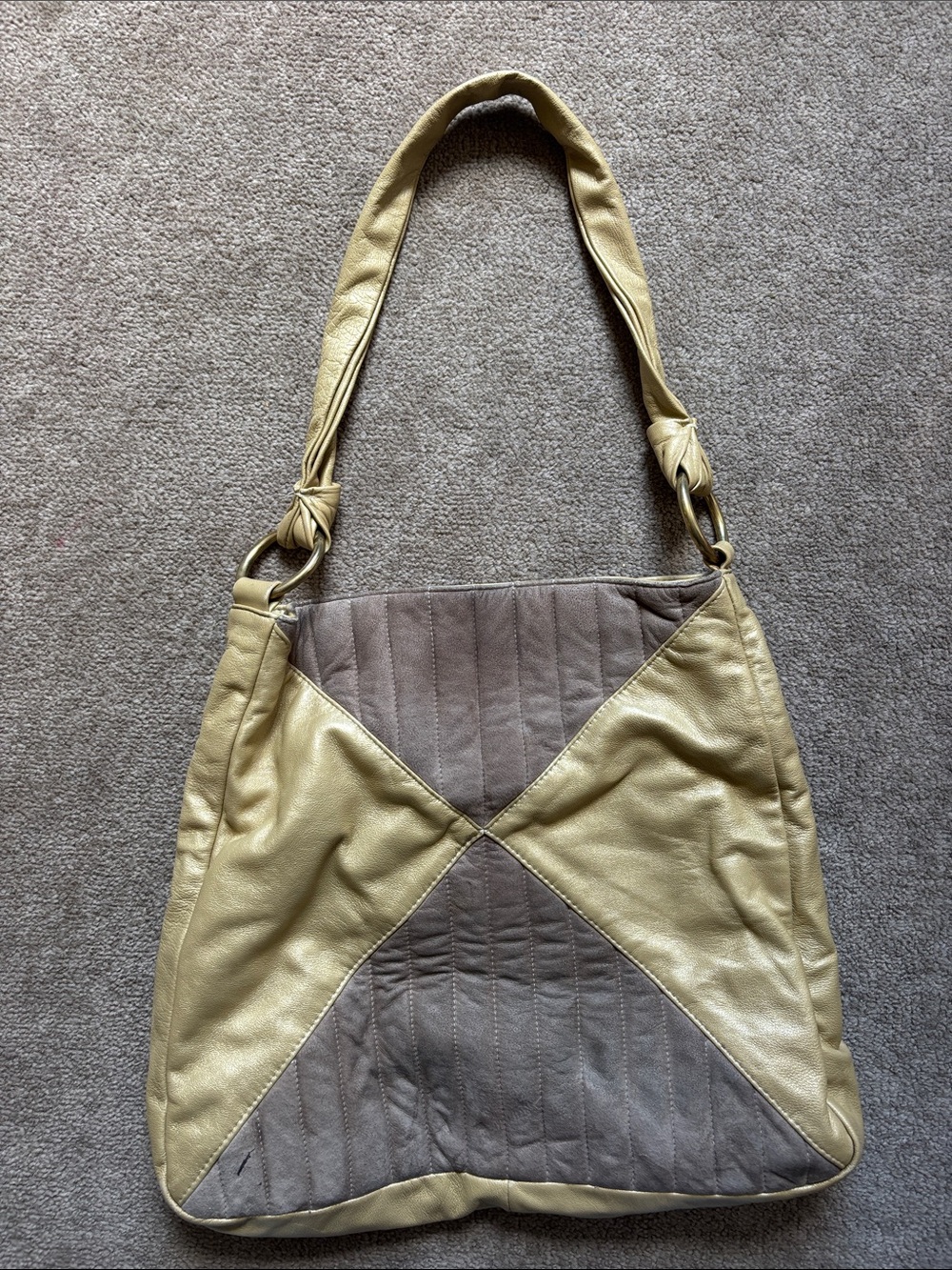 Patchwork Metallic Gold and Taupe Shoulder Bag